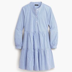 J. Crew Tiered Blue White Striped Dress